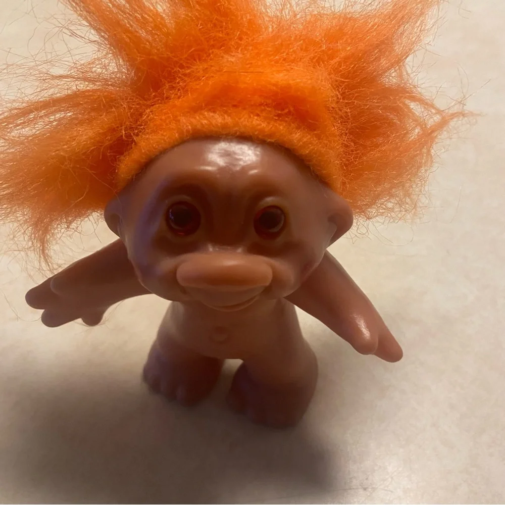 Vintage Troll Doll DAM 1986 Orange Hair 5” Nude No Clothes Ugly Doll Kitchsy